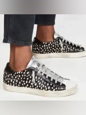Women's Black & White Spotted Low-Top Sneakers